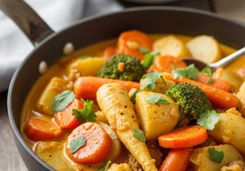 Curry de Légumes Racines au Lait de Coco