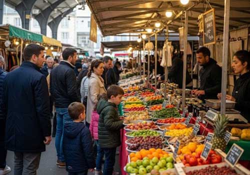 photo d'un marcher de fruits et legumes
