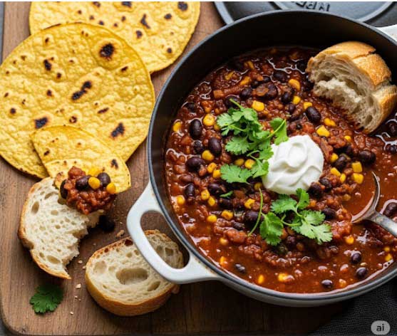hili de Haricots Noirs et Maïs (avec tortillas/pain)