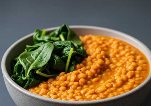 Dahl de Lentilles Corail aux Épinards