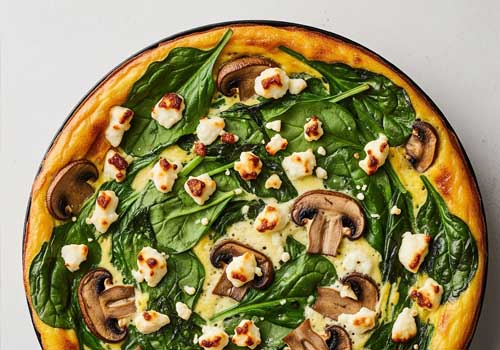 Frittata aux Épinards, Champignons et Feta