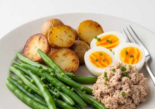 Méli-mélo de Haricots Verts, Pommes de Terre et Œufs Durs au Thon
