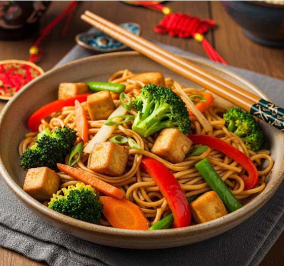 Nouilles Sautées au Tofu et Légumes
