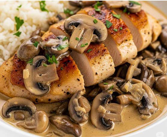 Poulet à la Crème et Champignons (avec riz)