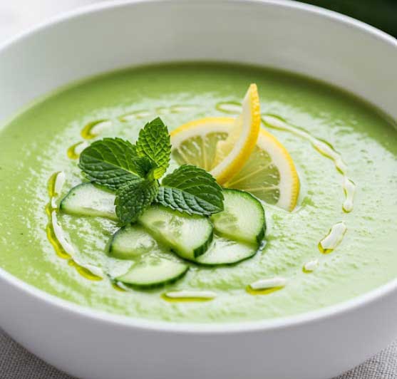 soupe-froide-concombre Soupe Froide de Concombre à la Menthe et au Citron