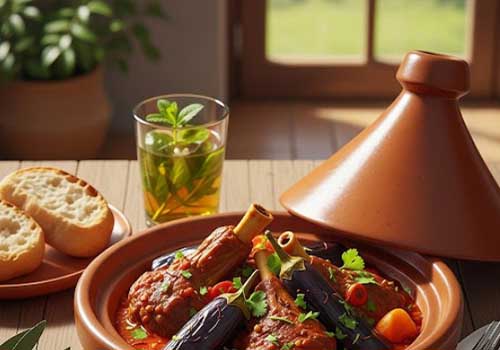 Plats de Tajine d'Agneau aux Aubergines