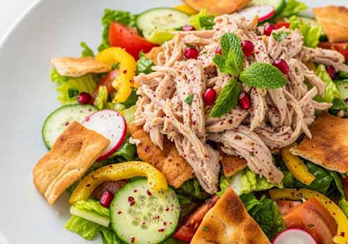 Salade Fattouche avec Poulet Grillé Effiloché