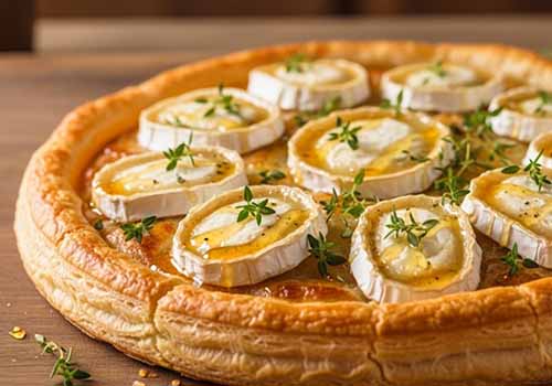 une Tarte au fromage de chèvre et miel