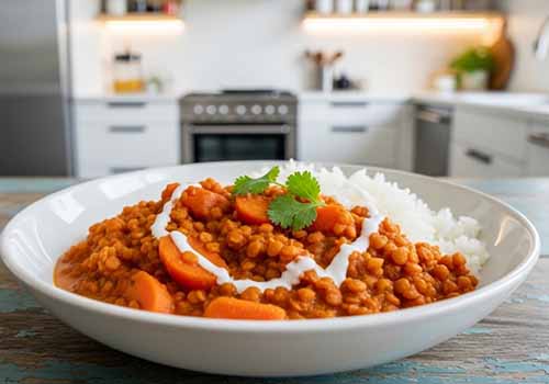 Lentilles Corail Curry Coco
