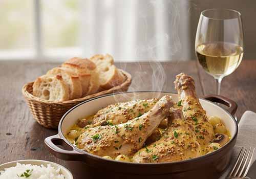 Lapin à la moutarde et au vin blanc