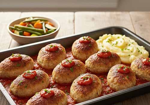 Mini-Pains de Viande-Volaille accompagnés de purée