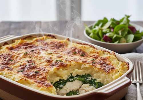 Parmentier de Poisson sortant du four
