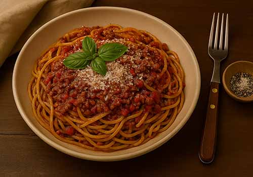 Assiette de pâtes à la Bolognaise