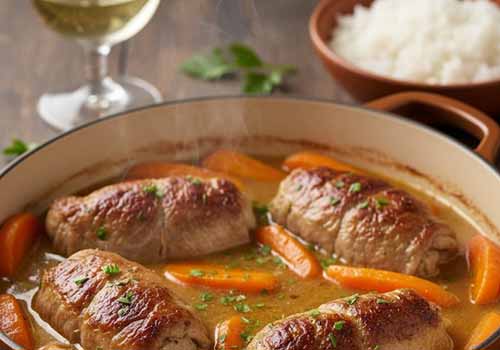 Paupiettes de Veau Braisées aux Carottes