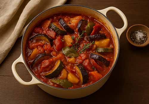 De la Ratatouille dans une cocotte en fonte