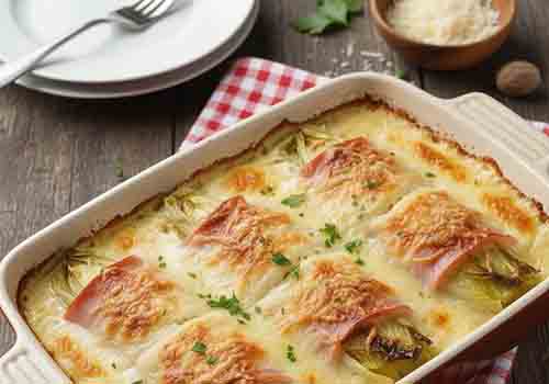 Endives au Jambon Gratinées à la Béchamel