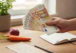 Une main tenant une liasse de billets