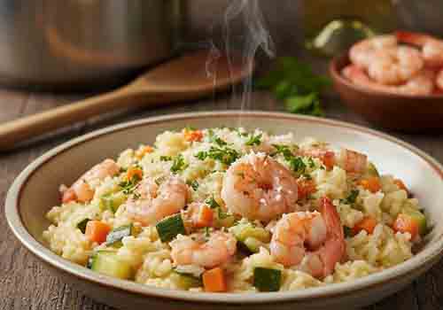 Risotto aux crevettes et légumes